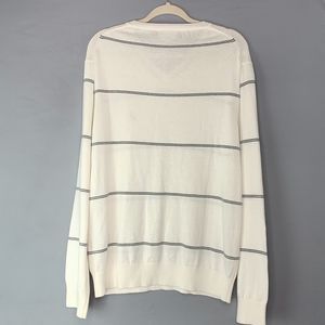 Nautica Sweaters - Nautica White with Stripes V Neck Sweater Nautica Sweaters - Nautica White with Stripes V Neck Sweater